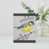 Great Tit Bird Drawing, Hand Drawn British Bird Briefkaart (Staand voorkant)