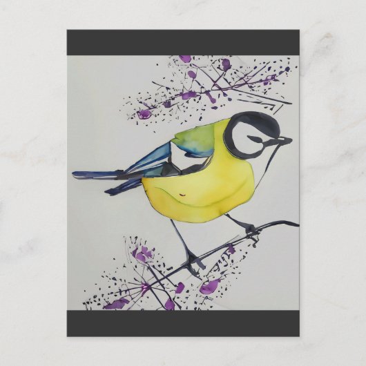 Great Tit Bird Drawing, Hand Drawn British Bird Briefkaart (Voorkant)