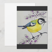 Great Tit Bird Drawing, Hand Drawn British Bird Kaart (Voorkant / Achterkant)