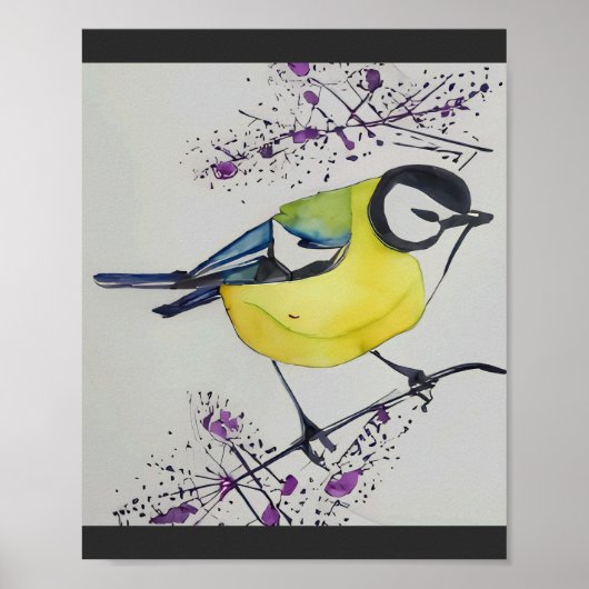 Great Tit Bird Drawing, Hand Drawn British Bird Poster (Voorkant)