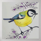 Great Tit Bird Drawing, Hand Drawn British Bird Poster (Voorkant)