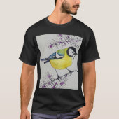 Great Tit Bird Drawing, Hand Drawn British Bird T-shirt (Voorkant)