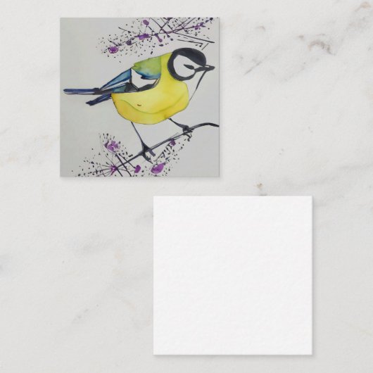 Great Tit Bird Drawing, Hand Drawn British Bird Vierkante Visitekaartje (Voorkant / Achterkant)