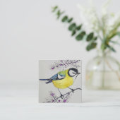 Great Tit Bird Drawing, Hand Drawn British Bird Vierkante Visitekaartje (Staand voorkant)