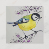 Great Tit Bird Drawing, Hand Drawn British Bird Vierkante Visitekaartje (Voorkant)