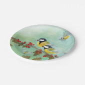 Great Tit Birds & Hawthorn Red Berries Papieren Bordje (Gekanteld)