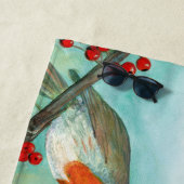 Great Tit Birds, Red Robin en Hawthorn Berries Strandlaken (In situ)