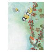 Great Tit Birds, Red Robin & Hawthorn Tafelkleed (Voorkant)