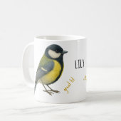 Great Tit Mug – Personalized Garden Bird Illustrat Koffiemok (Voorkant links)