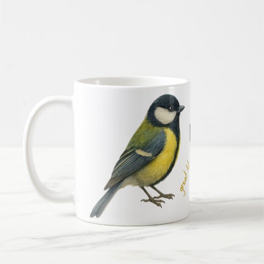 Great Tit Mug – Personalized Garden Bird Illustrat Koffiemok (Links)