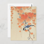 Great Tit op Paulownia Branch door Ohara Koson Briefkaart (Voorkant / Achterkant)
