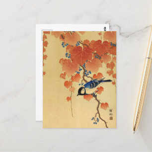 Great Tit op Paulownia Branch door Ohara Koson Briefkaart