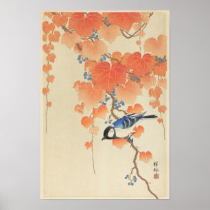 Great Tit op Paulownia Branch door Ohara Koson Poster