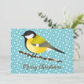 Great Tit Parus Major Bird kerst op maat Feestdagenkaart (Staand voorkant)