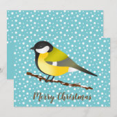Great Tit Parus Major Bird kerst op maat Feestdagenkaart (Voorkant / Achterkant)