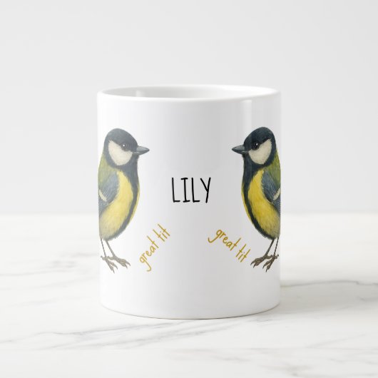 Great Tit Personalized Bird Mug Grote Koffiekop (Voorkant)
