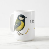 Great Tit Personalized Bird Mug Koffiemok (Voorkant links)