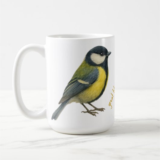 Great Tit Personalized Bird Mug Koffiemok (Links)