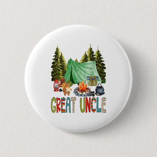 Great Uncle Of The Happy Camper 1st Birthday Bear  Ronde Button 5,7 Cm (Voorkant)