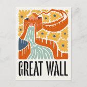 Great Wall China abstracte reizen bloemsierkunst Briefkaart (Voorkant)