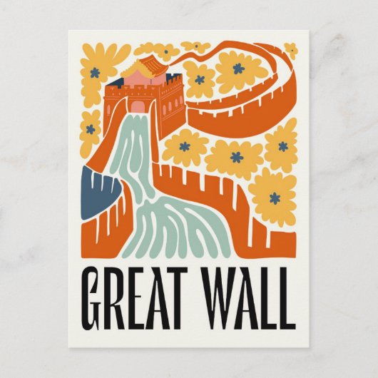 Great Wall China abstracte reizen bloemsierkunst Briefkaart (Voorkant)