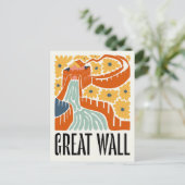 Great Wall China abstracte reizen bloemsierkunst Briefkaart (Staand voorkant)