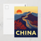 Great Wall of China Sunset Briefkaart (Voorkant / Achterkant)