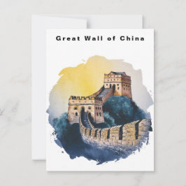 Great Wall of China Travel Watercolor  Briefkaart