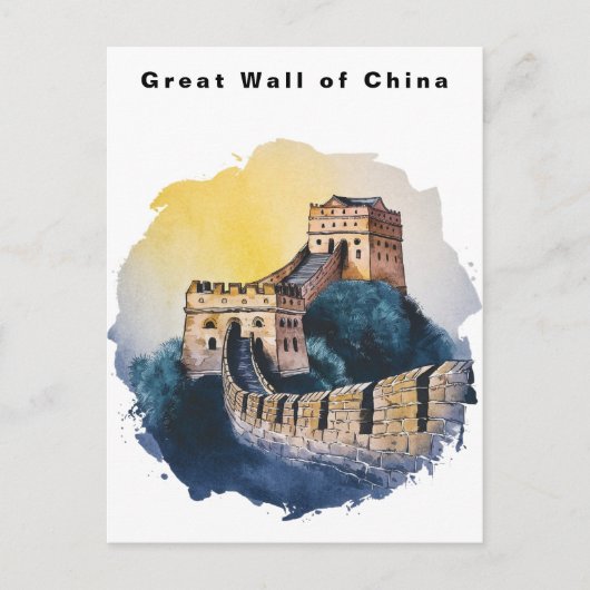 Great Wall of China Travel Watercolor  Briefkaart (Voorkant)
