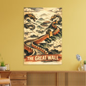 Great Wall of China Vintage Travel Canvas Afdruk (Insitu (Woonkamer))