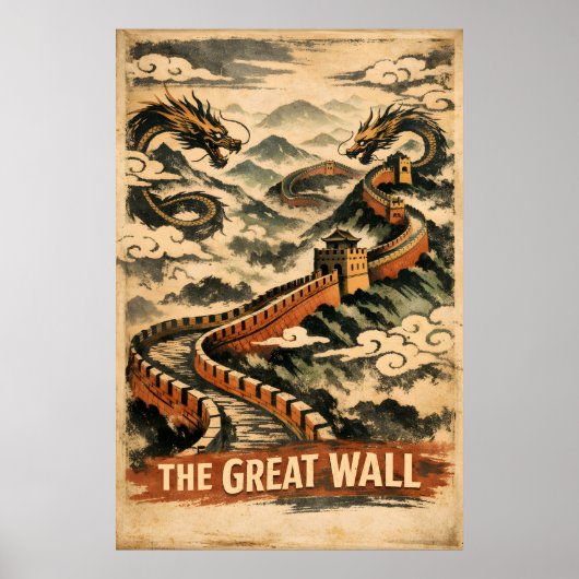 Great Wall of China Vintage Travel Poster (Voorkant)