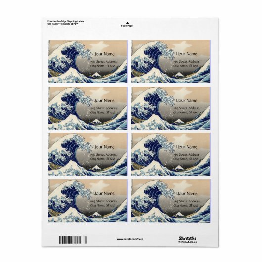 GREAT WAVE Blue White Etiket (Full Sheet)