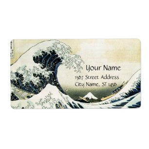 GREAT WAVE Blue White Etiket