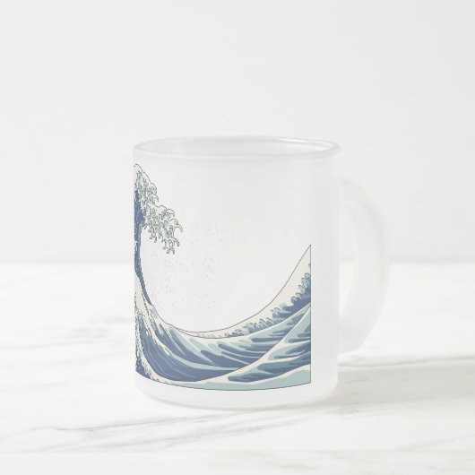 Great Wave frosted glass mok (Voorkant rechts)