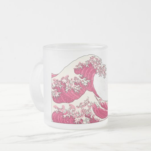 Great Wave frosted glass mok - roze (Voorkant links)