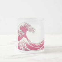 Great Wave frosted glass mok - roze