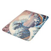 Great Wave geïnspireerd roze sakura esthetisch Badmat (Gekanteld)