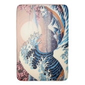 Great Wave geïnspireerd roze sakura esthetisch Badmat (Voorkant Verticaal)