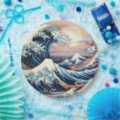 Great Wave geïnspireerd roze sakura esthetisch Papieren Bordje (Feest)