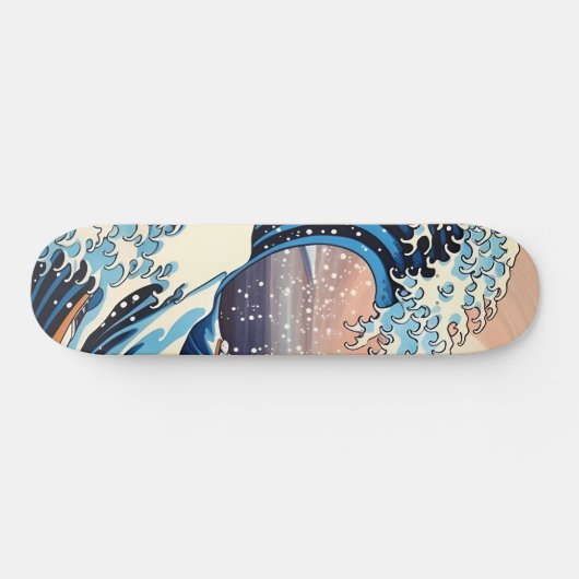 Great Wave geïnspireerd roze sakura esthetisch Persoonlijk Skateboard (Horizontaal)