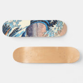 Great Wave geïnspireerd roze sakura esthetisch Persoonlijk Skateboard (Horizontaal)
