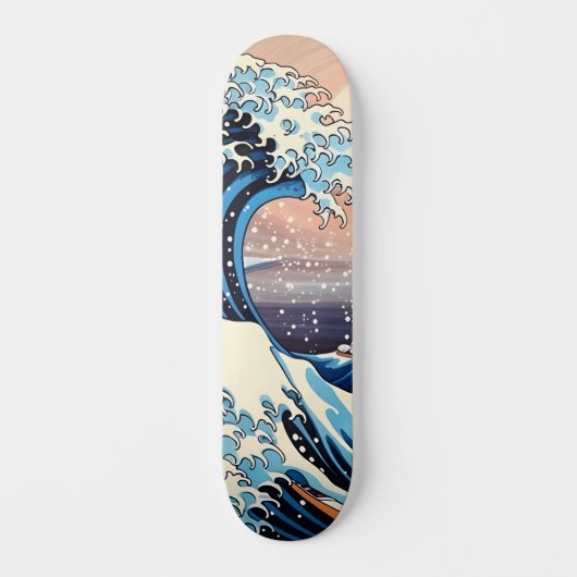 Great Wave geïnspireerd roze sakura esthetisch Persoonlijk Skateboard (Voorkant)