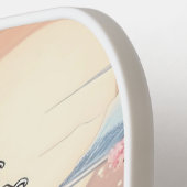 Great Wave geïnspireerd roze sakura esthetisch Pickleball Paddle (Links Detail)