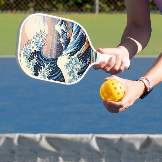 Great Wave geïnspireerd roze sakura esthetisch Pickleball Paddle (Insitu)