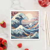 Great Wave geïnspireerd roze sakura esthetisch Servet (Insitu)
