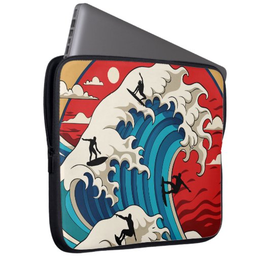 great wave hokusai laptop sleeve (Voorkant Rechts)