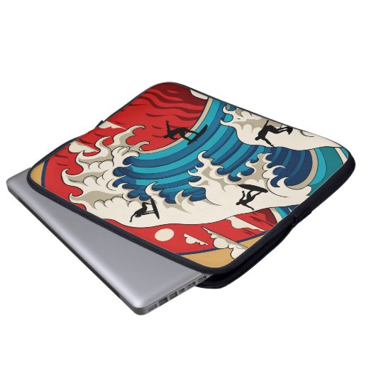 great wave hokusai laptop sleeve (Voorkant onderkant)