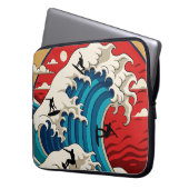 great wave hokusai laptop sleeve (Voorkant Links)