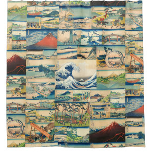 Great Wave Hokusai Mount Fuji Japanse Prints Douchegordijn