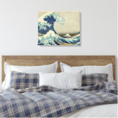 Great Wave Hokusai Stretched Canvas Print (Insitu (Slaapkamer))